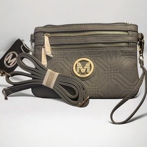 Milan gray signature wristlet crossbody bag